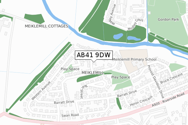 AB41 9DW map - large scale - OS Open Zoomstack (Ordnance Survey)