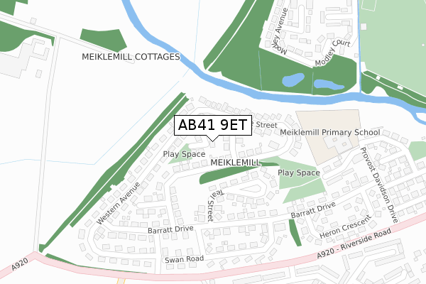 AB41 9ET map - large scale - OS Open Zoomstack (Ordnance Survey)