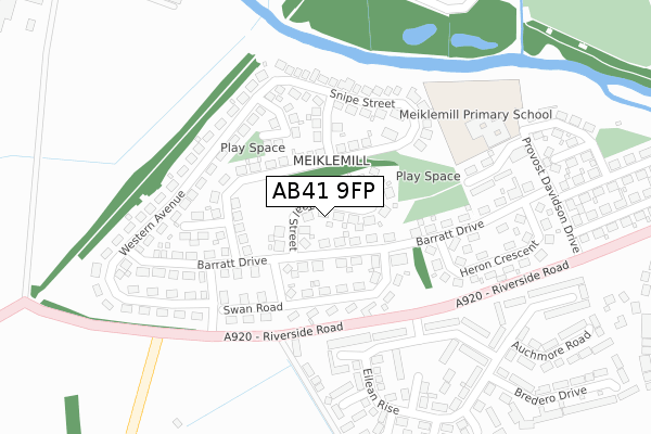 AB41 9FP map - large scale - OS Open Zoomstack (Ordnance Survey)