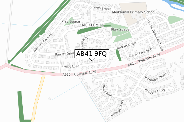 AB41 9FQ map - large scale - OS Open Zoomstack (Ordnance Survey)