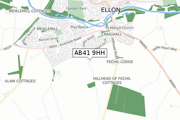 AB41 9HH map - small scale - OS Open Zoomstack (Ordnance Survey)