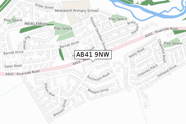 AB41 9NW map - large scale - OS Open Zoomstack (Ordnance Survey)