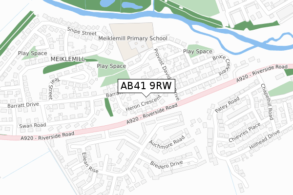 AB41 9RW map - large scale - OS Open Zoomstack (Ordnance Survey)