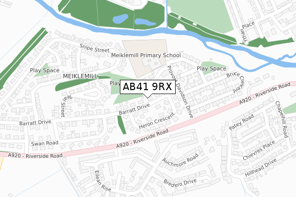 AB41 9RX map - large scale - OS Open Zoomstack (Ordnance Survey)