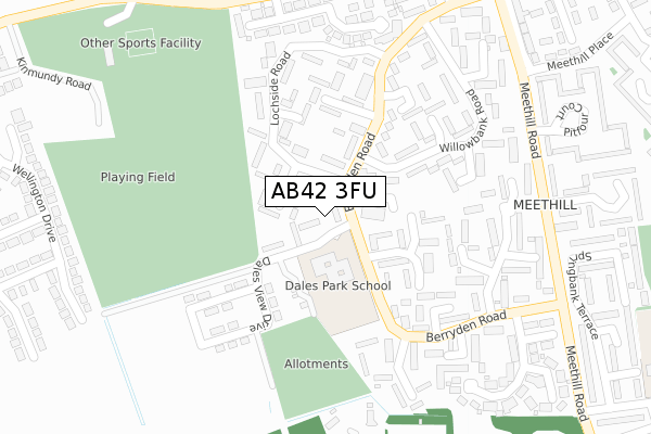 AB42 3FU map - large scale - OS Open Zoomstack (Ordnance Survey)