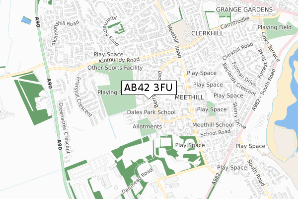 AB42 3FU map - small scale - OS Open Zoomstack (Ordnance Survey)