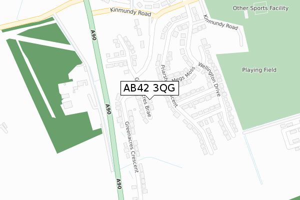 AB42 3QG map - large scale - OS Open Zoomstack (Ordnance Survey)