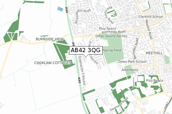 AB42 3QG map - small scale - OS Open Zoomstack (Ordnance Survey)