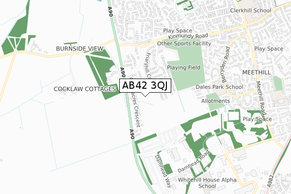 AB42 3QJ map - small scale - OS Open Zoomstack (Ordnance Survey)