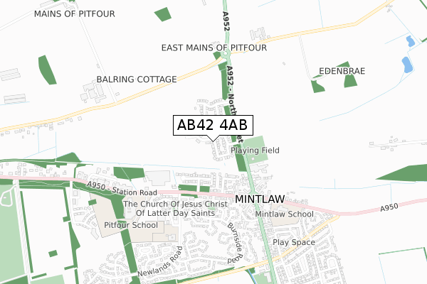 AB42 4AB map - small scale - OS Open Zoomstack (Ordnance Survey)