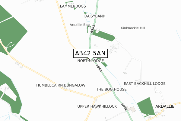 AB42 5AN map - small scale - OS Open Zoomstack (Ordnance Survey)