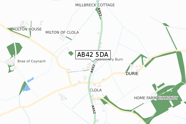 AB42 5DA map - small scale - OS Open Zoomstack (Ordnance Survey)