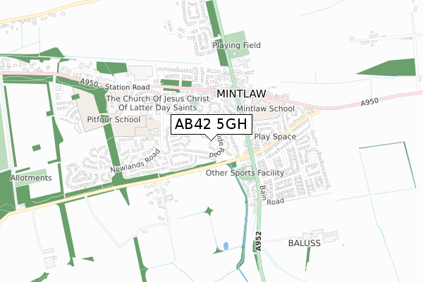 AB42 5GH map - small scale - OS Open Zoomstack (Ordnance Survey)