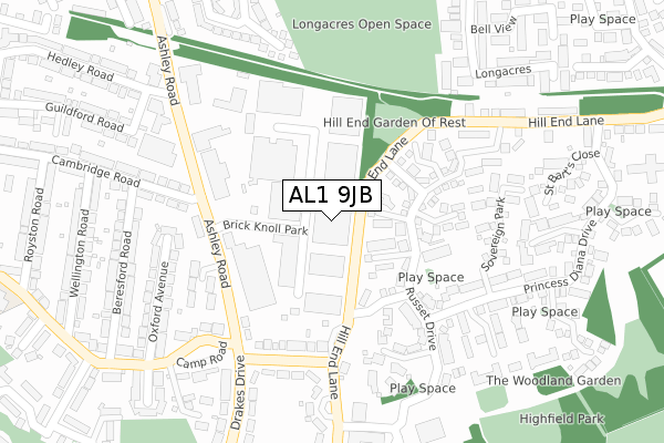 AL1 9JB map - large scale - OS Open Zoomstack (Ordnance Survey)