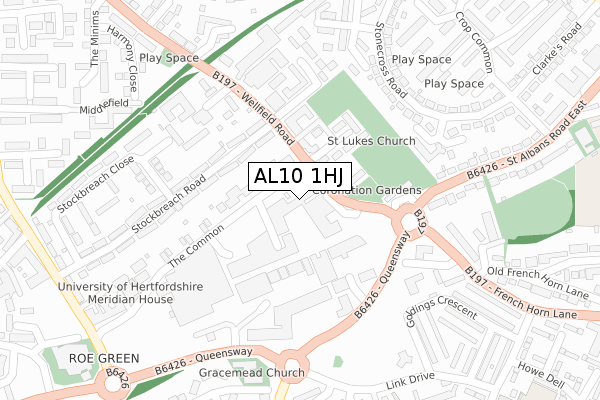 AL10 1HJ map - large scale - OS Open Zoomstack (Ordnance Survey)