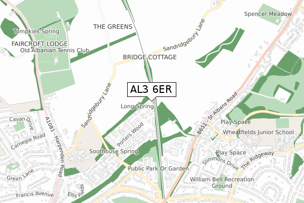 AL3 6ER map - small scale - OS Open Zoomstack (Ordnance Survey)