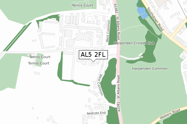 AL5 2FL map - large scale - OS Open Zoomstack (Ordnance Survey)