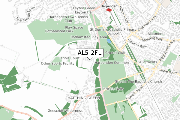 AL5 2FL map - small scale - OS Open Zoomstack (Ordnance Survey)