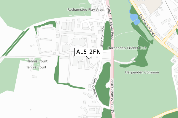 AL5 2FN map - large scale - OS Open Zoomstack (Ordnance Survey)