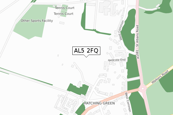 AL5 2FQ map - large scale - OS Open Zoomstack (Ordnance Survey)