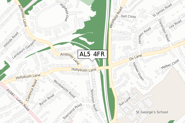 AL5 4FR map - large scale - OS Open Zoomstack (Ordnance Survey)