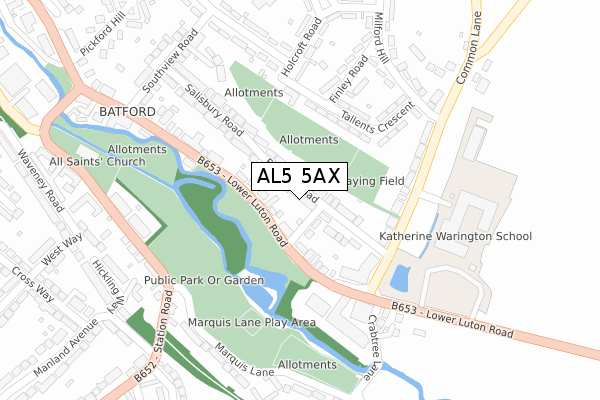 AL5 5AX map - large scale - OS Open Zoomstack (Ordnance Survey)