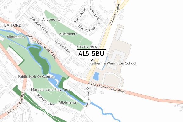 AL5 5BU map - large scale - OS Open Zoomstack (Ordnance Survey)