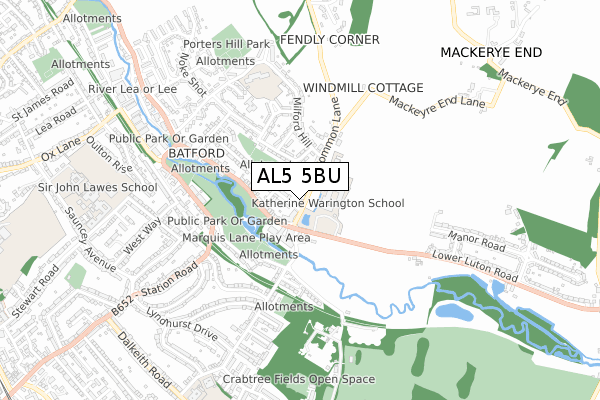 AL5 5BU map - small scale - OS Open Zoomstack (Ordnance Survey)