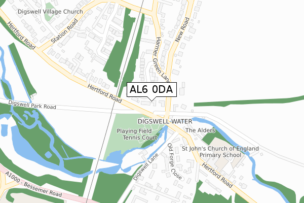 AL6 0DA map - large scale - OS Open Zoomstack (Ordnance Survey)