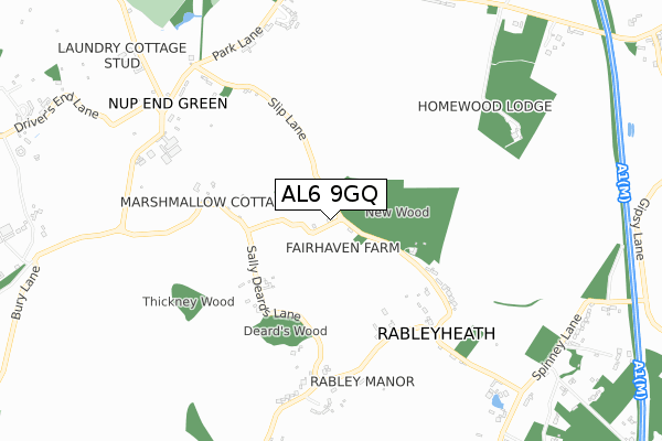 AL6 9GQ map - small scale - OS Open Zoomstack (Ordnance Survey)