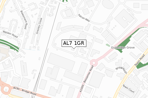 AL7 1GR map - large scale - OS Open Zoomstack (Ordnance Survey)