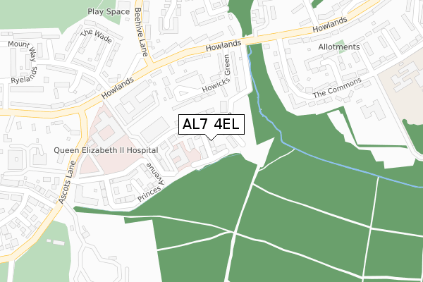 AL7 4EL map - large scale - OS Open Zoomstack (Ordnance Survey)