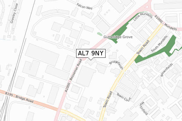 AL7 9NY map - large scale - OS Open Zoomstack (Ordnance Survey)