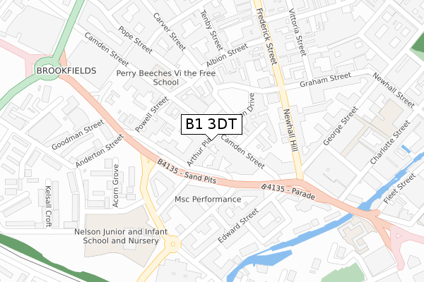 B1 3DT map - large scale - OS Open Zoomstack (Ordnance Survey)