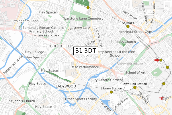 B1 3DT map - small scale - OS Open Zoomstack (Ordnance Survey)