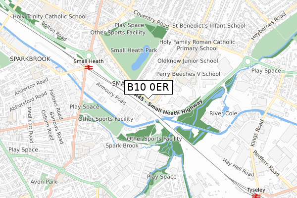 B10 0ER map - small scale - OS Open Zoomstack (Ordnance Survey)