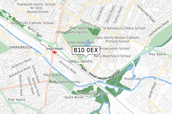 B10 0EX map - small scale - OS Open Zoomstack (Ordnance Survey)