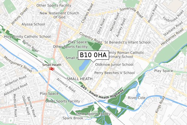 B10 0HA map - small scale - OS Open Zoomstack (Ordnance Survey)