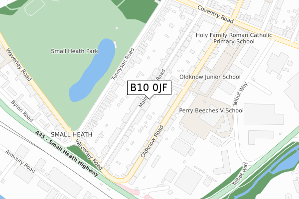 B10 0JF map - large scale - OS Open Zoomstack (Ordnance Survey)