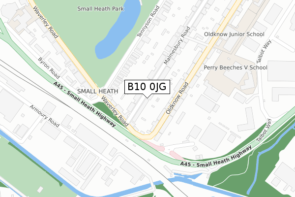 B10 0JG map - large scale - OS Open Zoomstack (Ordnance Survey)