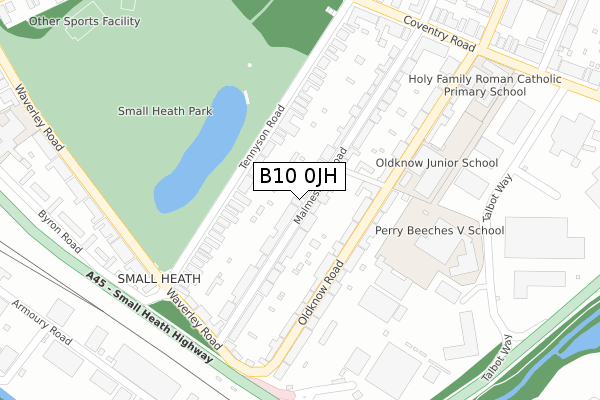 B10 0JH map - large scale - OS Open Zoomstack (Ordnance Survey)