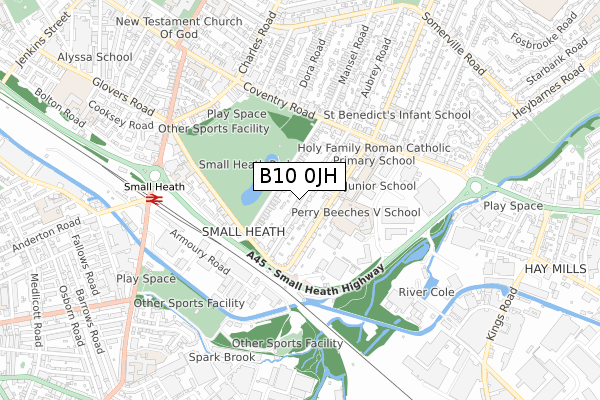 B10 0JH map - small scale - OS Open Zoomstack (Ordnance Survey)