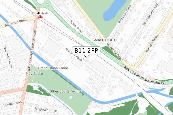 B11 2PP map - large scale - OS Open Zoomstack (Ordnance Survey)