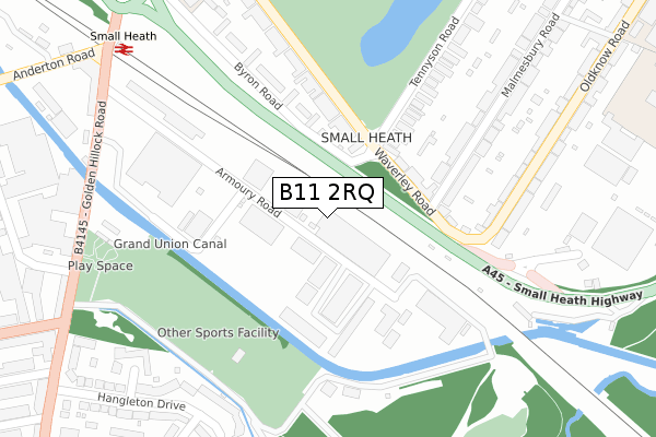 B11 2RQ map - large scale - OS Open Zoomstack (Ordnance Survey)