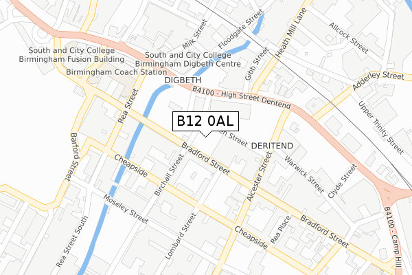 B12 0AL map - large scale - OS Open Zoomstack (Ordnance Survey)