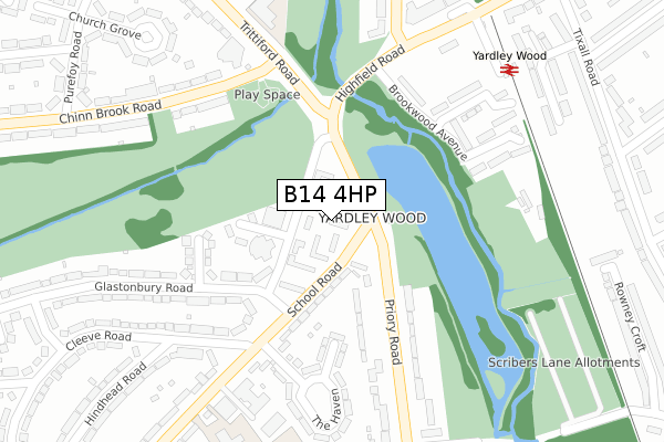 B14 4HP map - large scale - OS Open Zoomstack (Ordnance Survey)