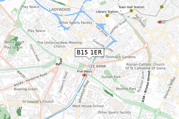 B15 1ER map - small scale - OS Open Zoomstack (Ordnance Survey)