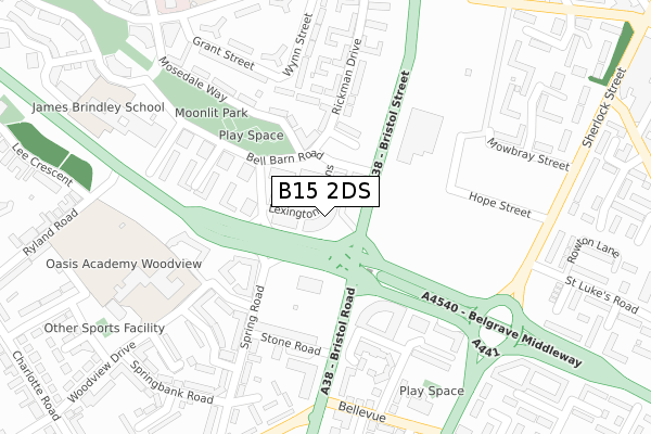 B15 2DS map - large scale - OS Open Zoomstack (Ordnance Survey)