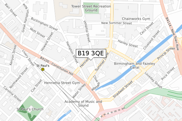 B19 3QE map - large scale - OS Open Zoomstack (Ordnance Survey)