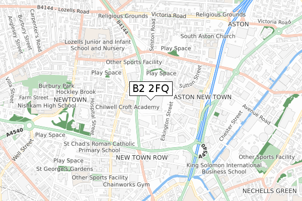 B2 2FQ map - small scale - OS Open Zoomstack (Ordnance Survey)